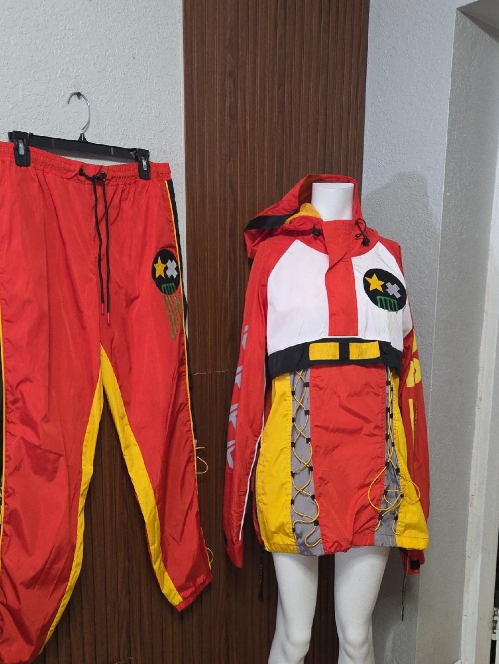 Red & Yellow Star Crest Windbreaker Set